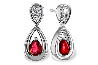 A292-76042: EARRINGS .40 RUBY .52 TGW (4x3 RUBY)