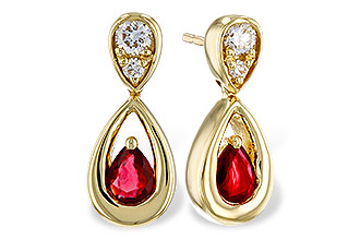 A292-76042: EARRINGS .40 RUBY .52 TGW (4x3 RUBY)