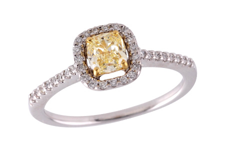 D290-91487: LDR .77 FANCY LGT YELL DIA .95 TW (GIA1279297180)
