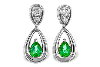 G292-76960: EARRINGS .20 EMERALD .32 TGW (4x3 EMER)