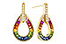 L292-76032: EARRINGS 1.18 MULTI-COLOR SAPP 1.25 TGW